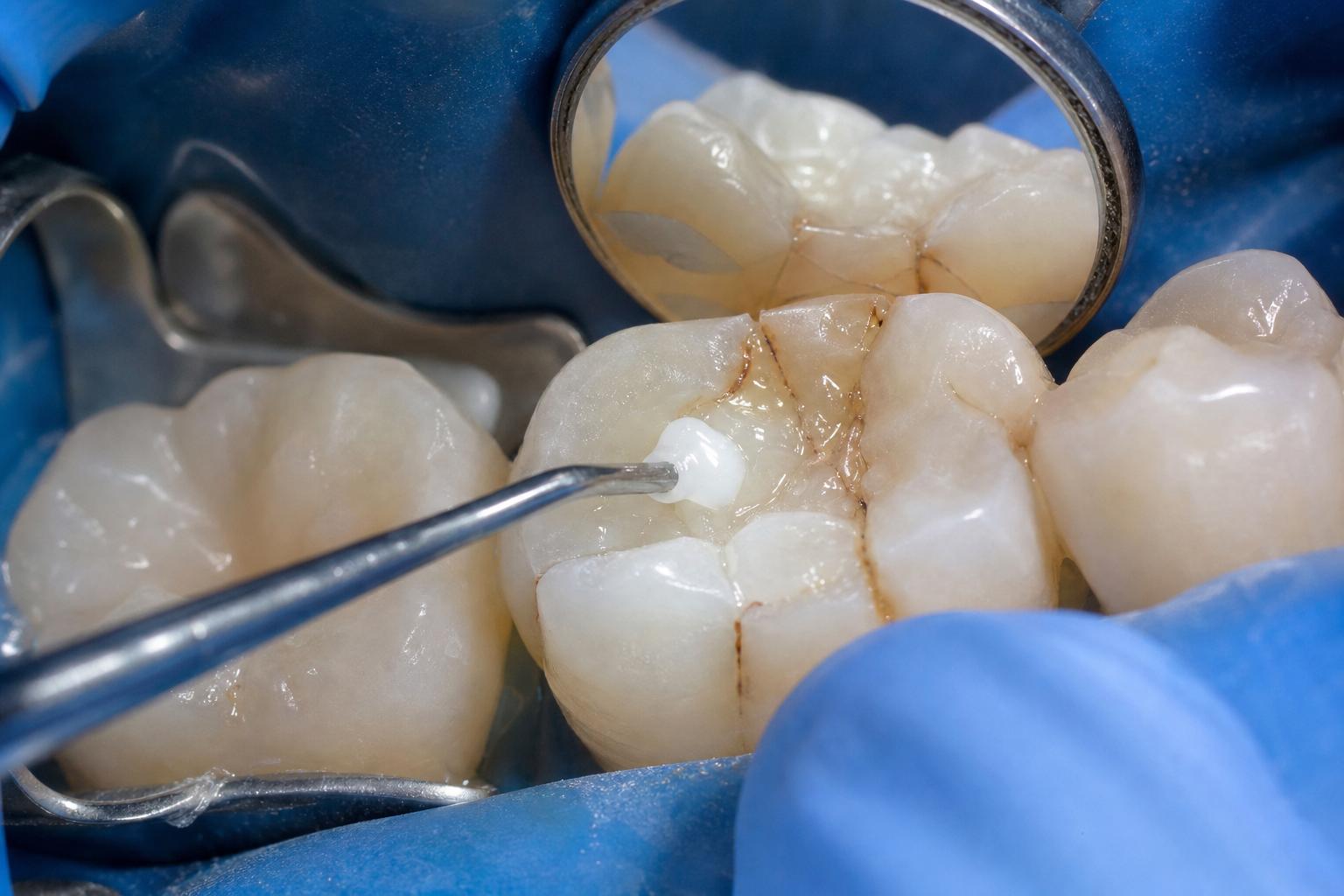 Emergency repair placing a filling on a damaged tooth